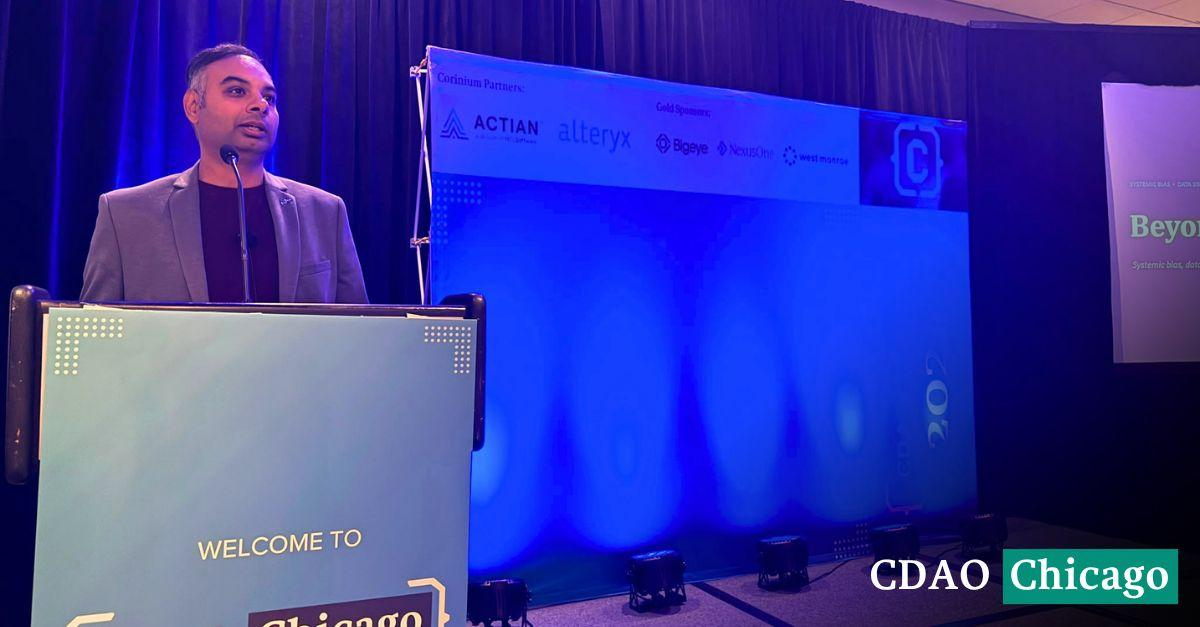 Shesh Narayan Gupta delivering the Beyond the Bias keynote at CDAO Chicago